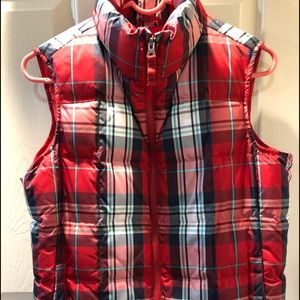 Lands End Plaid Puffer Vest